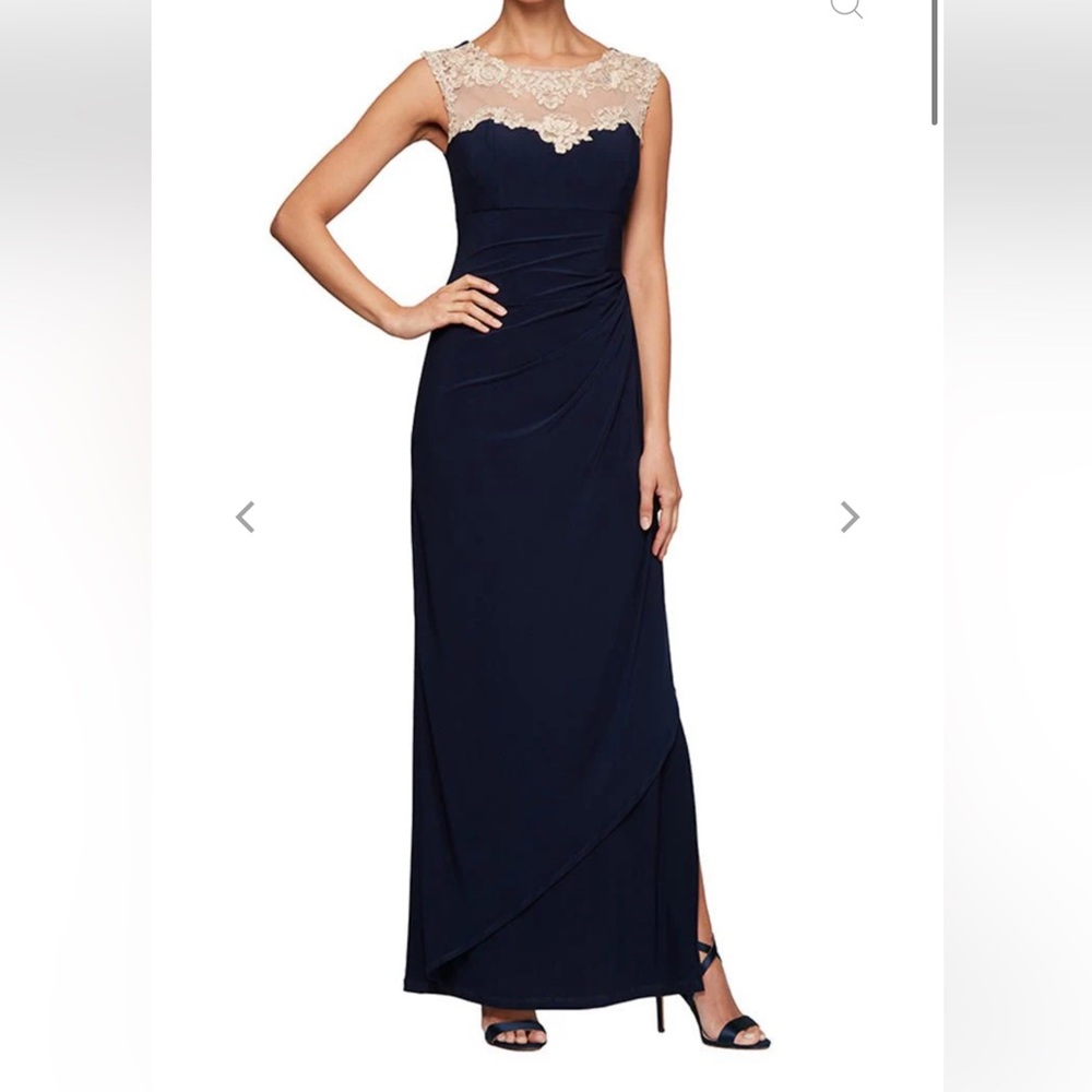 Alex Evenings Crepe Side Rouched Dress Size 10P